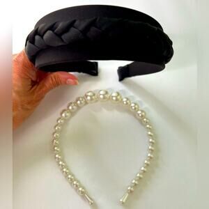 HEADBAND BUNDLE BLACK BRAIDED AND PEARL ONE SIZE